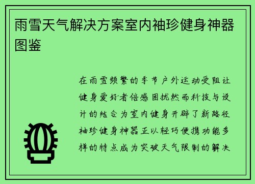 雨雪天气解决方案室内袖珍健身神器图鉴
