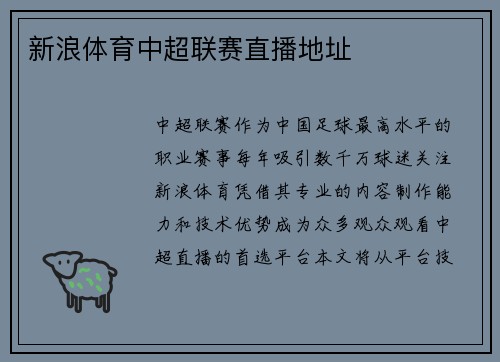 新浪体育中超联赛直播地址